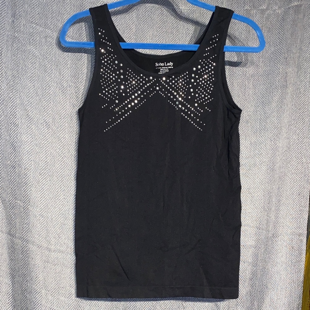 Soho Lady Black Studded Tank Top